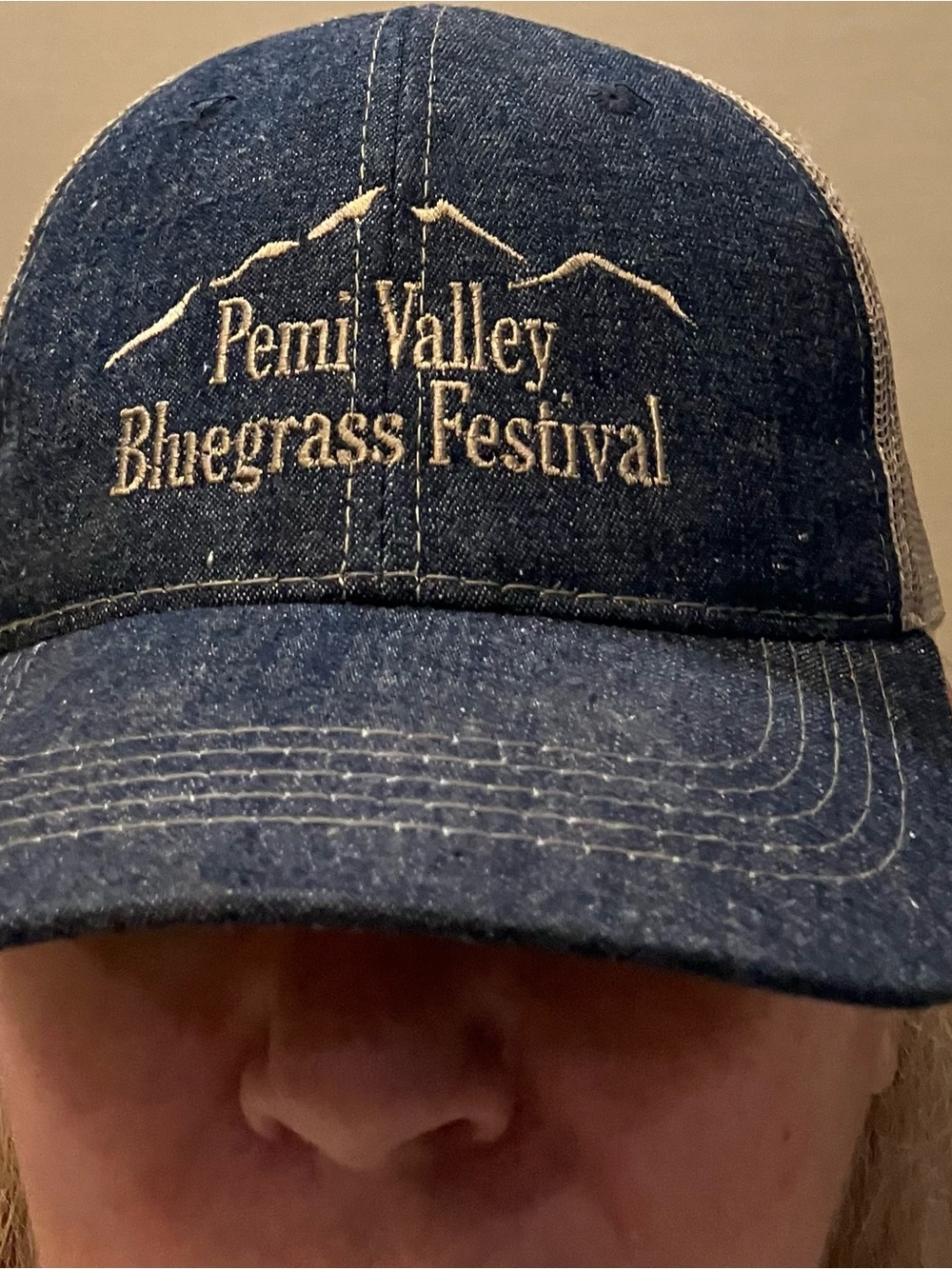 Pemi Valley Bluegrass Festival Denim Trucker Hat - Blue